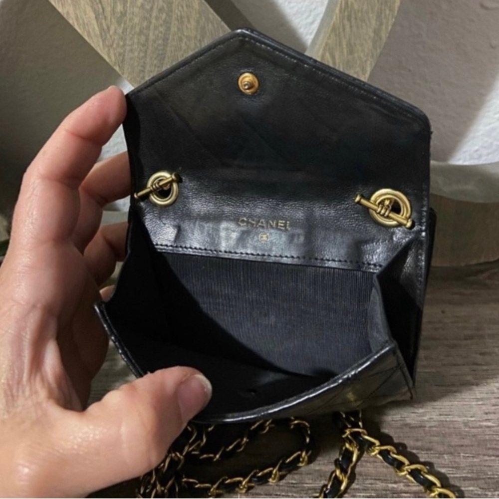 CHANEL Black Quilted Leather Mini Crossbody with Gold Chain - Picture 6 of 12